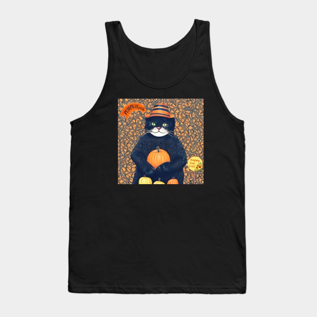 Pumpkin Patch Cat Tank Top by Black Cat Alley